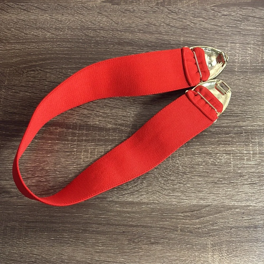 Vintage 80’s Elegant XS Red Belt with Gold Buckle